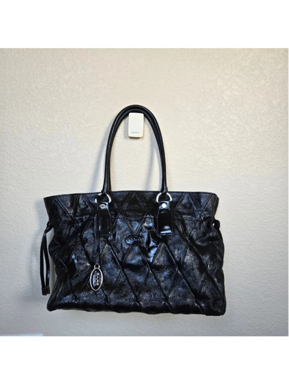 Authentic TOD'S Signature Matelasse Patent Leather Tote Bag Italy